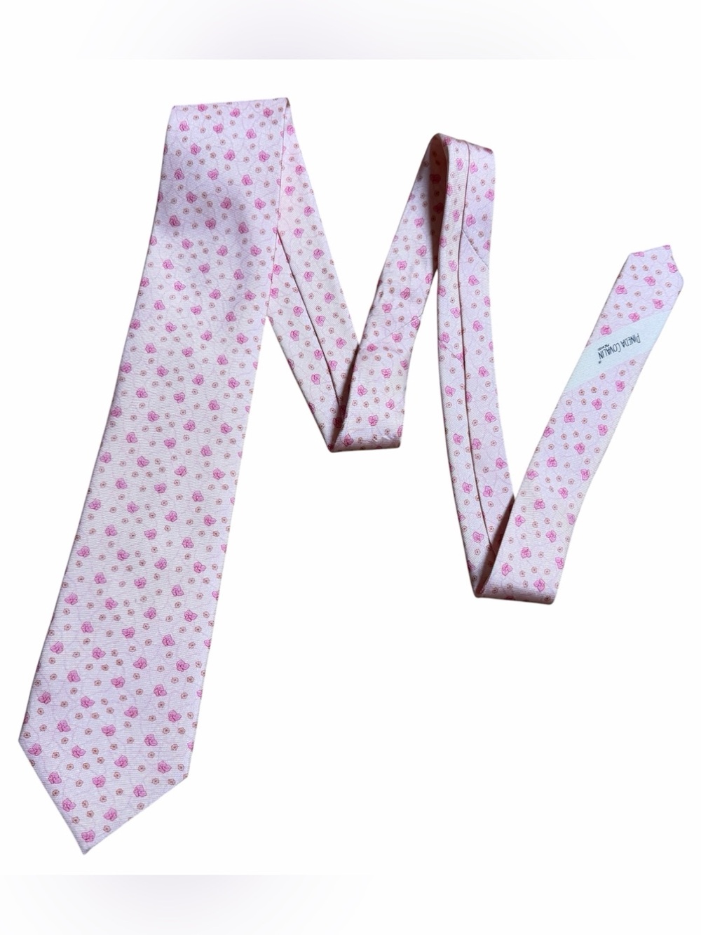 Pineda Covalin Edicion Especial Soft Baby Pink Floral Luxury Silk Necktie 57” - Picture 3 of 5